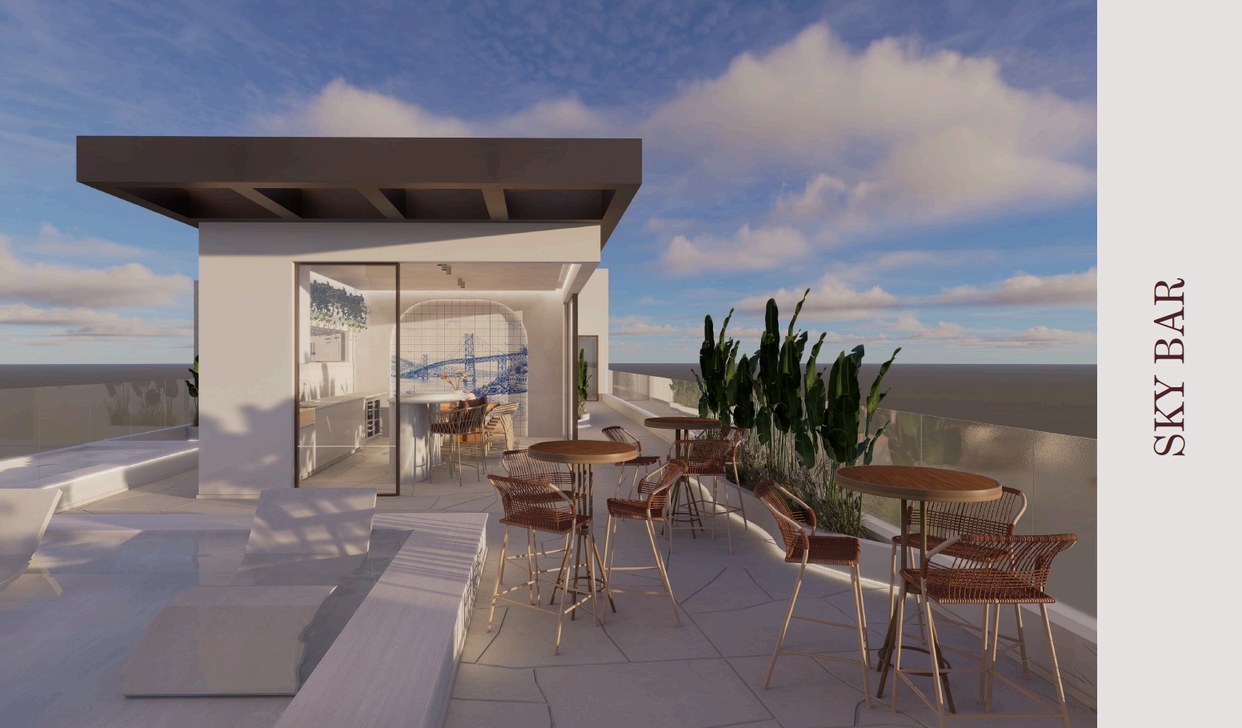 Rooftop skybar con vista al mar