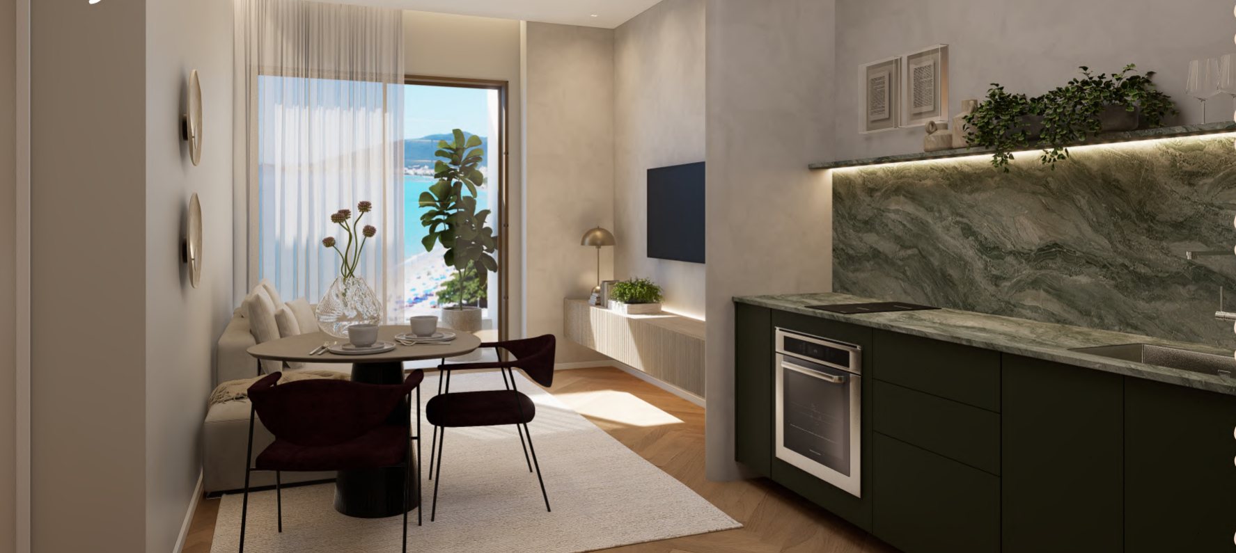 Living del apartamento de 1 dormitorio