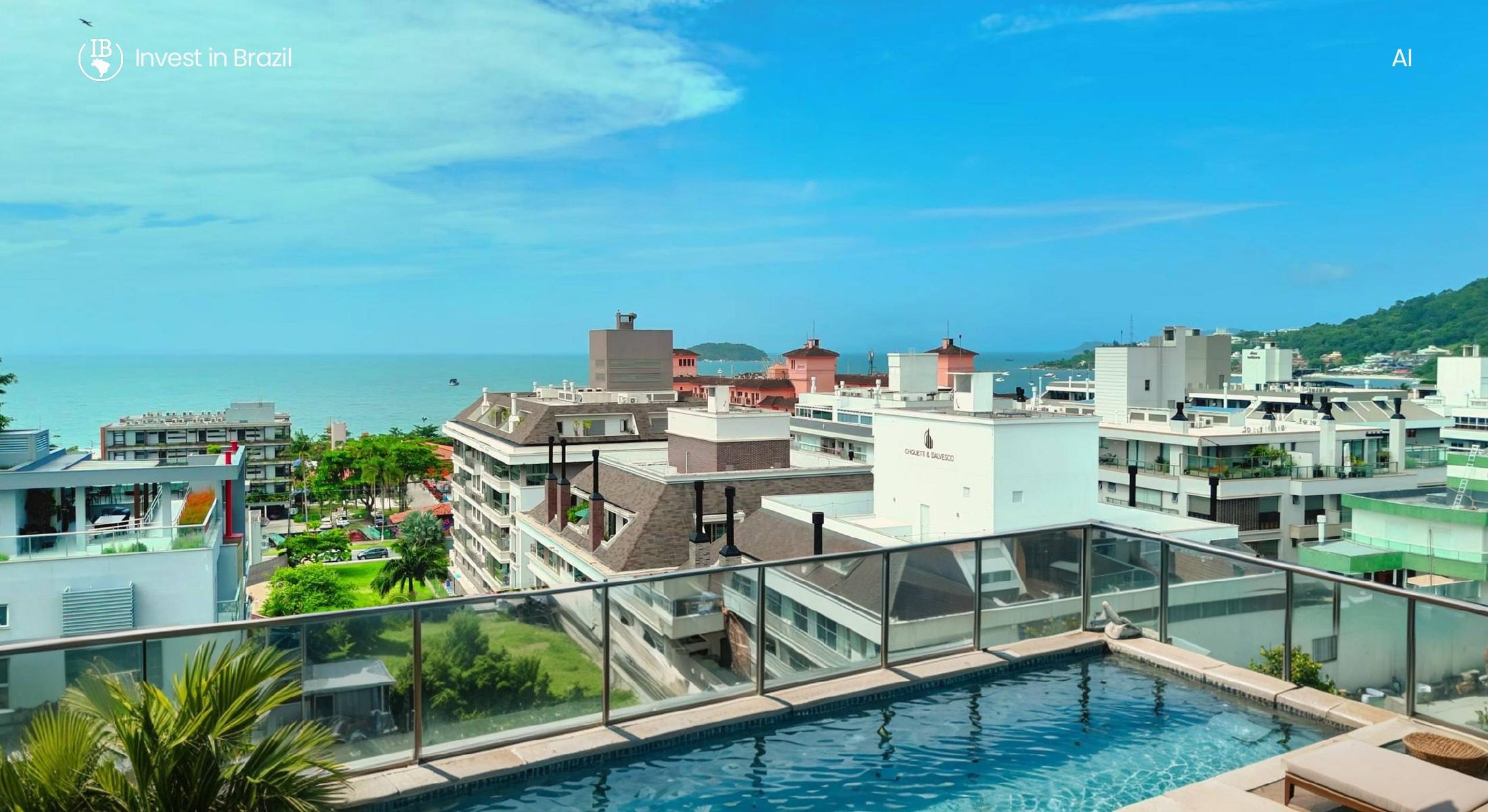 Piscina del rooftop con vista al mar de Jurerê. Imagen conceptual del proyecto, sujeta a modificaciones.